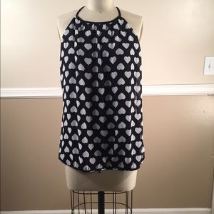 Express size L black/white hearts  halter